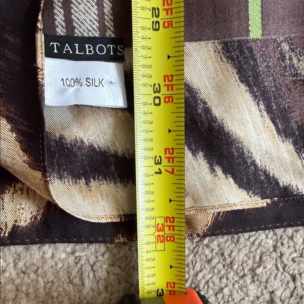 Talbots Brown and Red 100% Silk Oblong Scarf- 64 x 13 - Picture 7 of 7